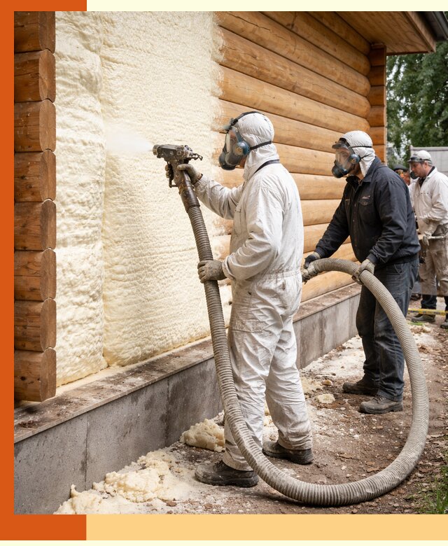 Утепление дома из бруса пенополиуретаном в Первоуральске