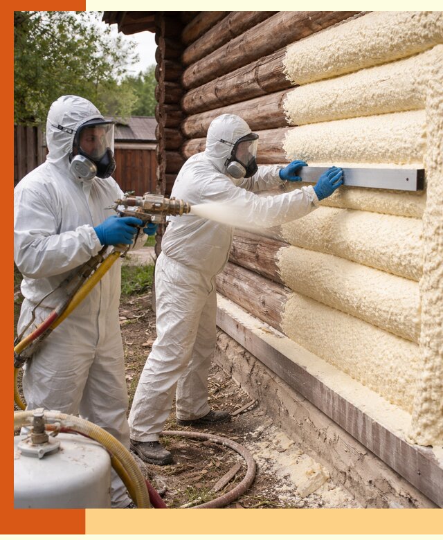 Утепление бревенчатого дома ППУ в Первоуральске эффективной изоляцией