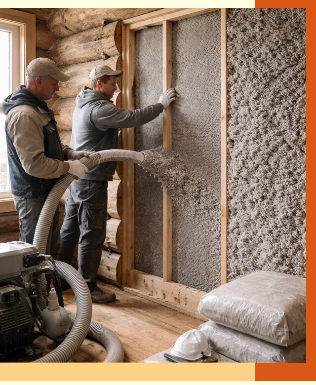 Утепление бревенчатого дома эковатой в Первоуральске от 2831 руб. | ТепломастерПрв