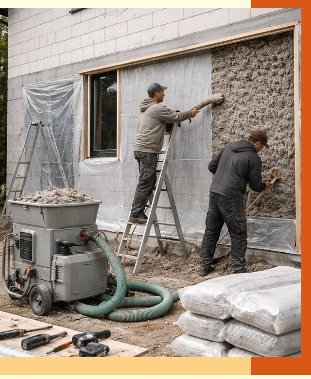 Утепление дома из газобетона эковатой в Первоуральске от 4632 руб./м2 | ТепломастерПрв