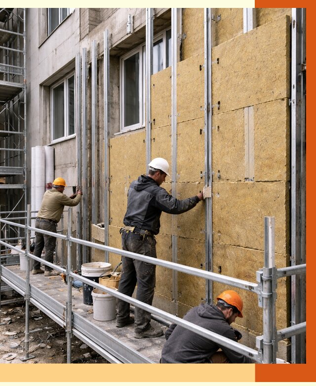 Утепление вентилируемого фасада в Первоуральске от 5764 руб/м2 — монтаж и утепление вентфасад | ТепломастерПрв