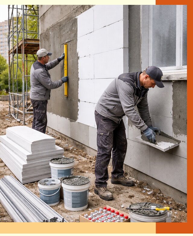 Утепление фасада и стен снаружи в Первоуральске от 4323 руб. | ТепломастерПрв