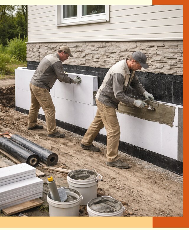 Утепление фундамента снаружи в Первоуральске от 4323 руб. за м² | ТепломастерПрв