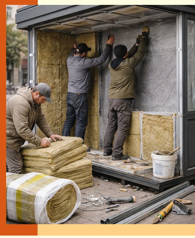 Утепление павильона шаурмы под ключ в Первоуральске