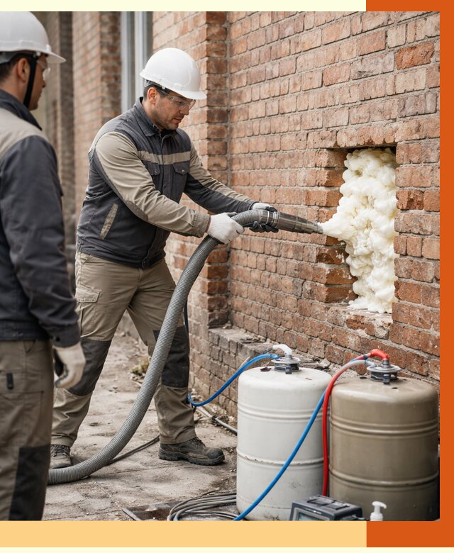 Заливка ППУ в пустоты кирпичной стены в Первоуральске от 2831 руб. | ТепломастерПрв