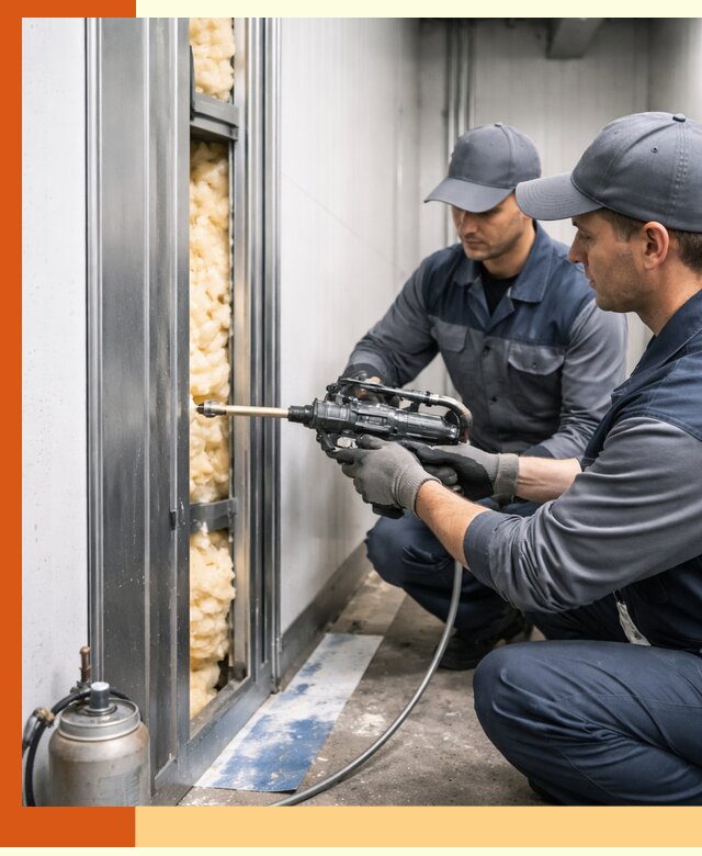 Заполнение пустот холодильных панелей в Первоуральске специализированной пеной