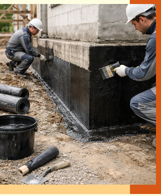 Гидроизоляция фундамента в Первоуральске от 1287 руб. — профессионально, под ключ | ТепломастерПрв