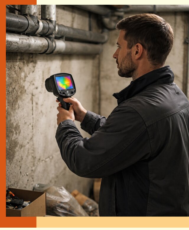 Тепловизионное обследование подвала в Первоуральске для поиска утечек тепла