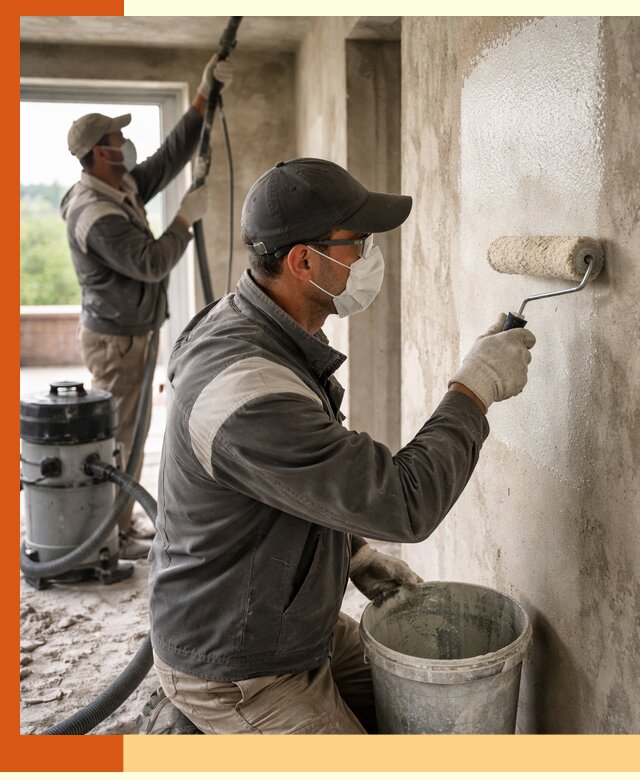 Подготовка поверхности под напыление утеплителя в Первоуральске