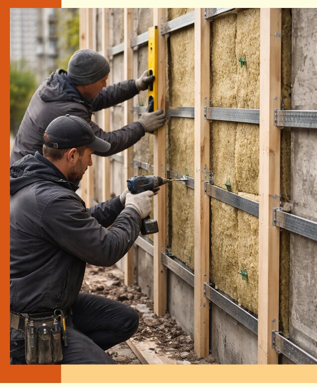 Монтаж обрешетки под утепление зданий и квартир в Первоуральске